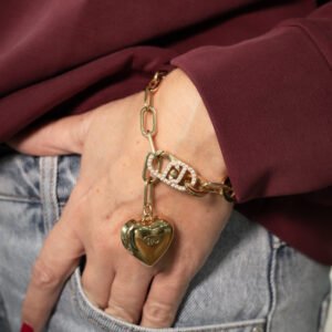 pulseira golden heart